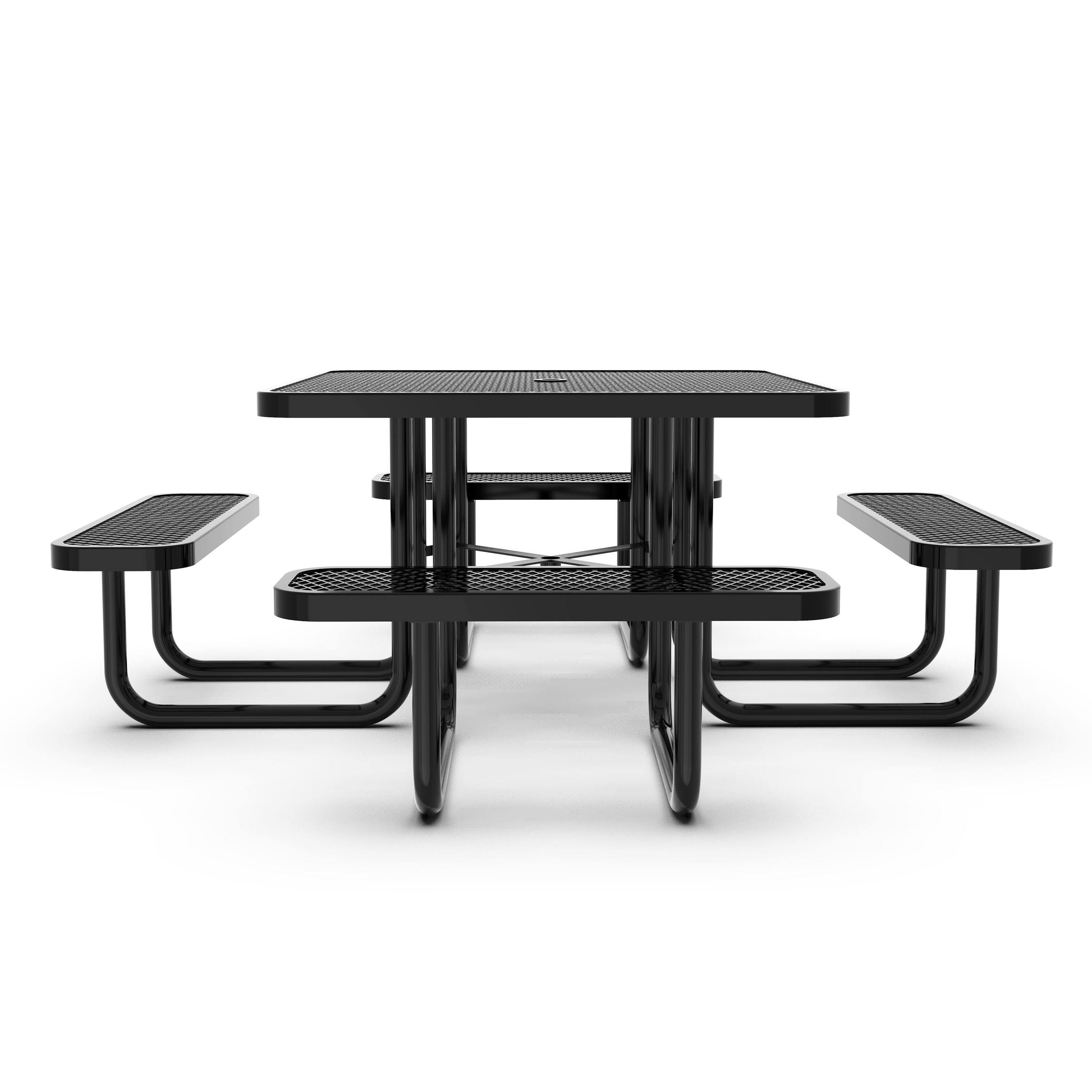 Left. Flash Furniture - Creekside 46" Square Outdoor Picnic Table with Commercial Grade Heavy Gauge Expanded Metal Mesh Top and Seats and Steel - Black.