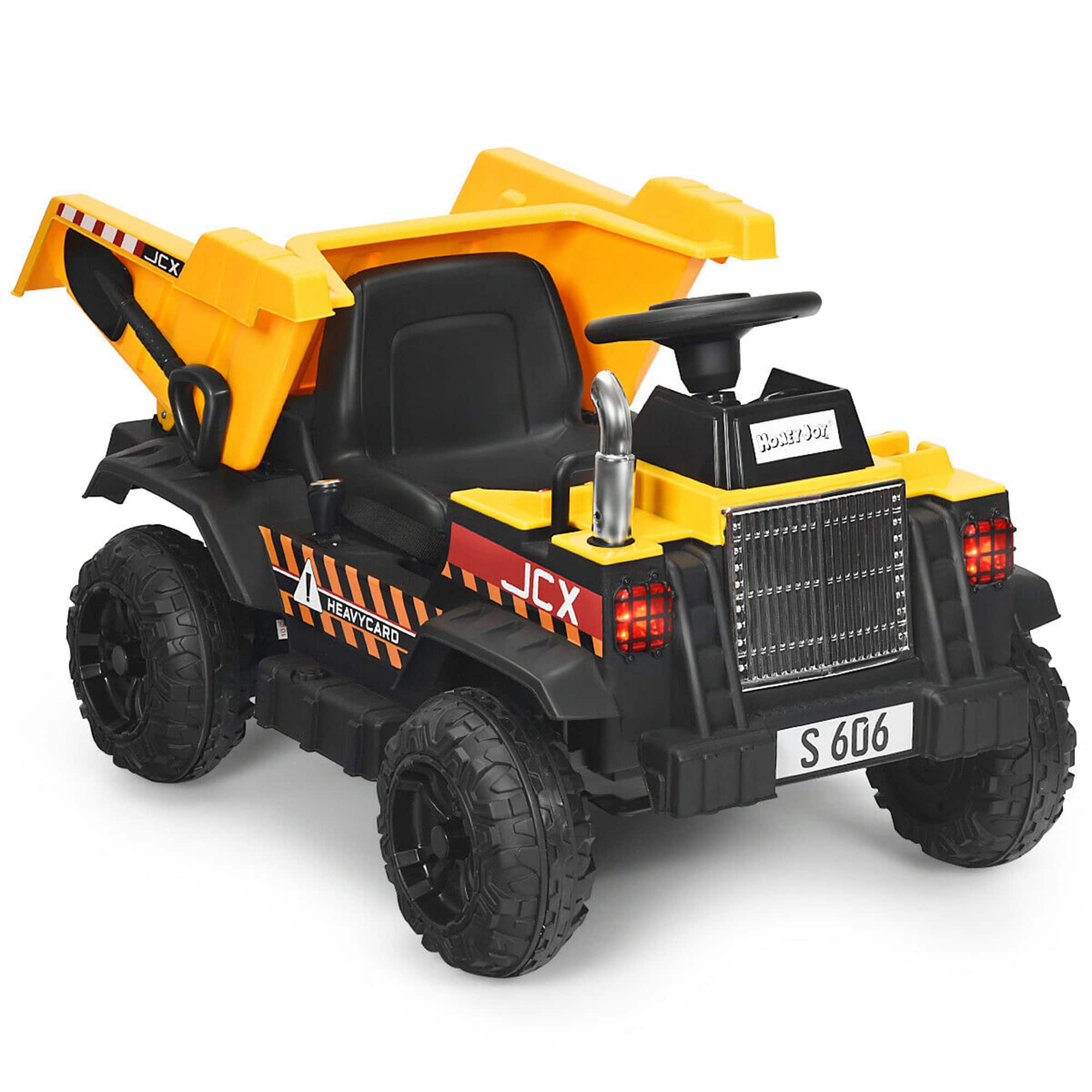 Gymax - 12V Battery Kids Ride On Dump Truck RC Construction Tractor w/ Electric Bucket - as pic