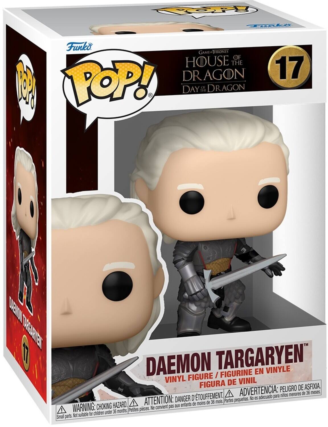 TOPY Tale 1 Funko GAME THRONES OF HOUSE THE DRAGON M POP! K DAY THE OF DRAGON 17 E DAEMON TASARNTEN DAEMON TARGARYEN VINYLE FIGURINE EN FIGURE I VINYL DE VINIL FIGURA PELIGRO DE ASFIXIA D'TOUFFEMENT. ADVERTENCIA: para nios menores de 36 meses. DANGER pequeras. No es adecuado HAZARD. ATTENTION: enfants de moins de 36 mois. Partes WARNING: CHOKING Ne convient pas aux 36 months Petites pices. suitable for children under Smal parts. Not