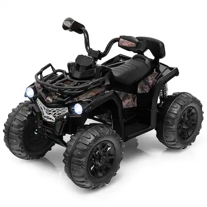 Front. Costway - Costway 12V Kids Ride On ATV 4 Wheeler Electric Vehicle with Music & Headlights Soft Start - Black.