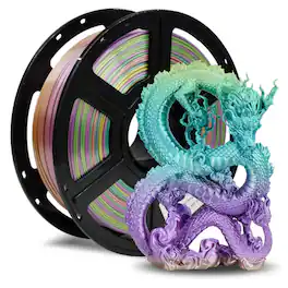 Flashforge - Silk PLA Filament 1.75mm, 3D Printer Filament 1kg (2.2lbs) Spool, Dimensional Accuracy +/- 0.02mm - Silk Rainbow Candy