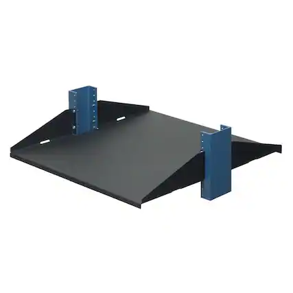 Front. RackSolutions - RackSolutions 2U 2Post Center Mount Solid Shelf 20in (D) - Flanged Up - Black.