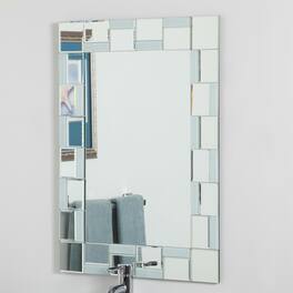 Hivvago - Modern 31.5 x 23.6 inch Rectangle Bathroom Mirror with Unique Border - White