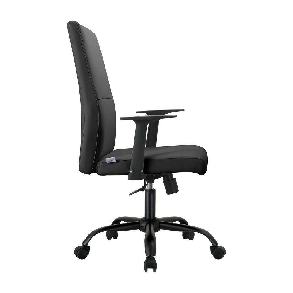 Alt View 1. LeisureMod - Evander Leather Office Chair Aluminum Frame with Adjustable Height, Swivel, Ergonomic Desk Chair - Black.