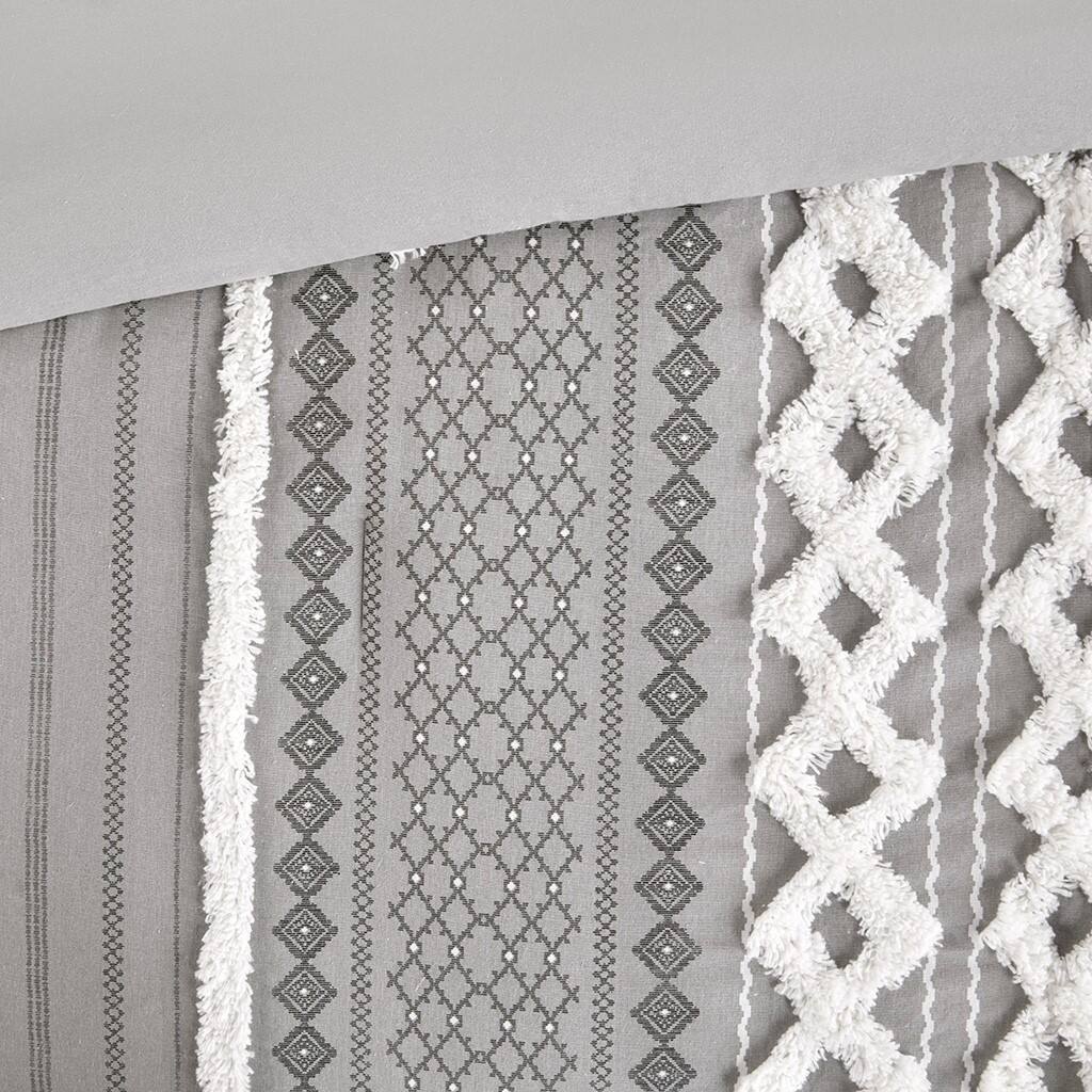 Alt View 5. Gracie Mills - Gracie Mills Modesto Printed Cotton Comforter Set with Chenille - Gray.