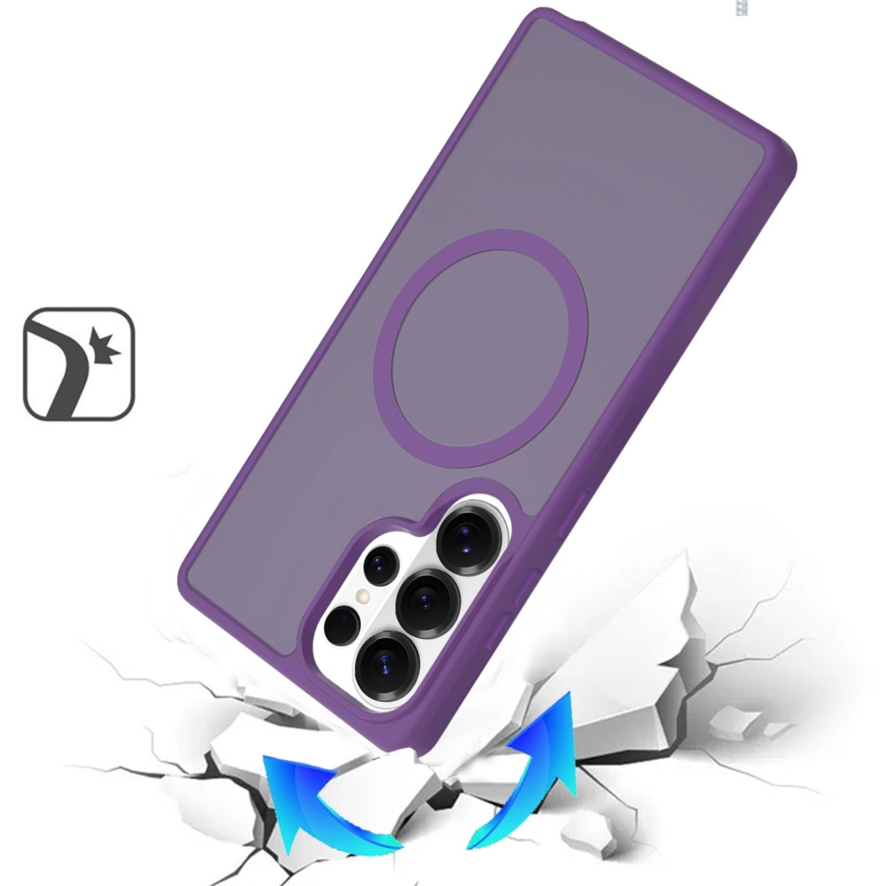 Angle. Kitcheniva - Magnetic Circle Smooth Translucent Plus Tempered Glass For Samsung S26 Ultra Case Dark Purple - Dark Purple.