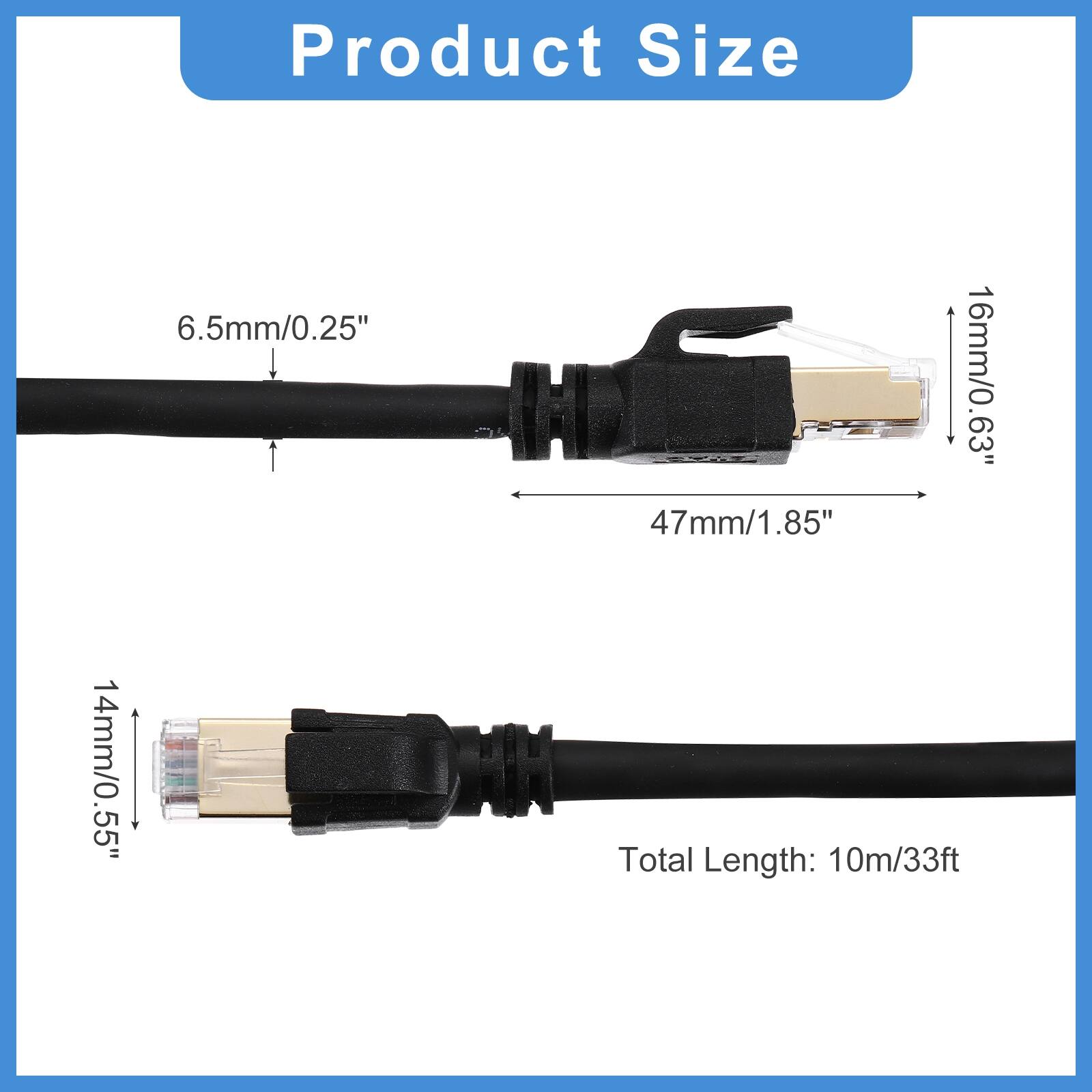 Product Size

- 6.5mm/0.25"
- 47mm/1.85"
- 16mm/0.63"
- 14mm/0.55"
- Total Length: 10m/33ft