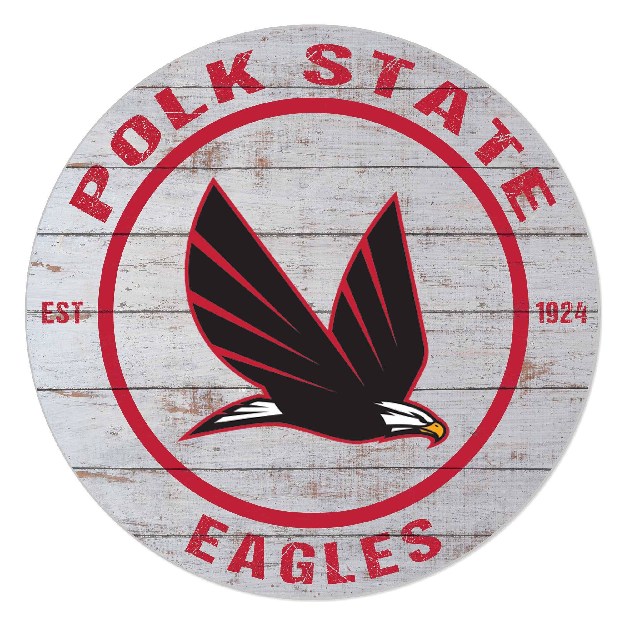 Polk State College Eagles 20" x 20" Indoor/Outdoor Weathered Circle Sign