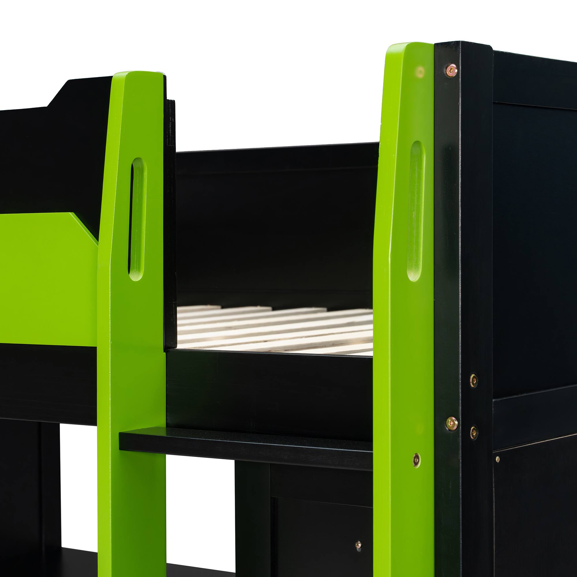 Alt View 7. Anysun - Full Size Wood Loft Bed with Desk, Multi-storage Shelves,USB and RGB Light - Green.