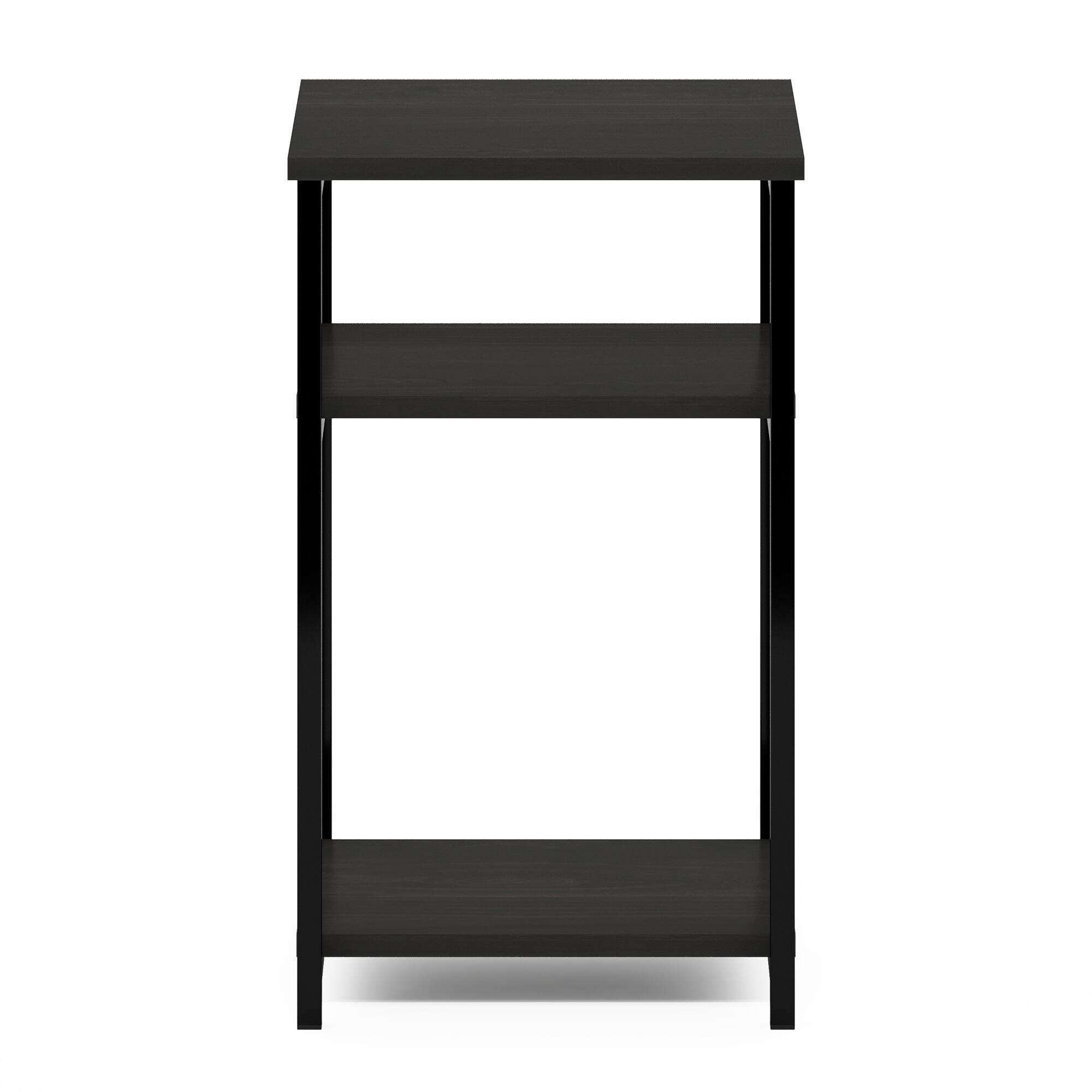 Alt View 5. Furinno - JUST Night Stand, Nightstand, 3-Tier Metal Frame End Table with Open Shelf, Side Table, End Table - Espresso.