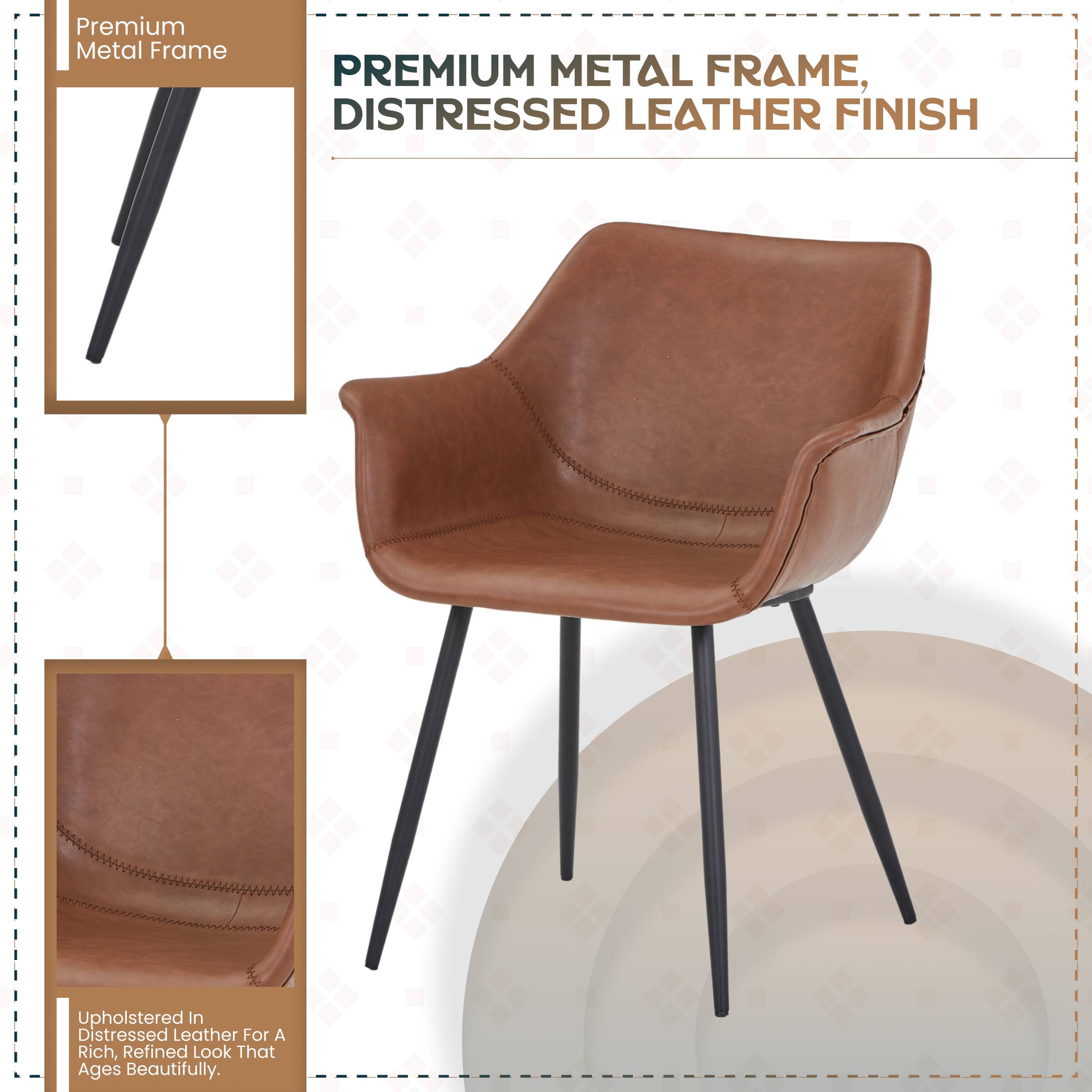 Premium Metal Frame

PREMIUM METAL FRAME, DISTRESSED LEATHER FINISH

Upholstered in Distressed Leather for a Rich, Refined Look That Ages Beautifully.