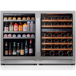 Ca'Lefort - 48 inch Wine and beverage cooler , 11.3 Cu.ft, holds 220 cans & 46 bottles, built-in/freestanding,for home bar - Stainless Steel