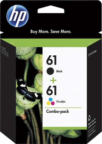 Front. HP - 61 2-Pack Standard Capacity Ink Cartridges - Black & Tri-Color.