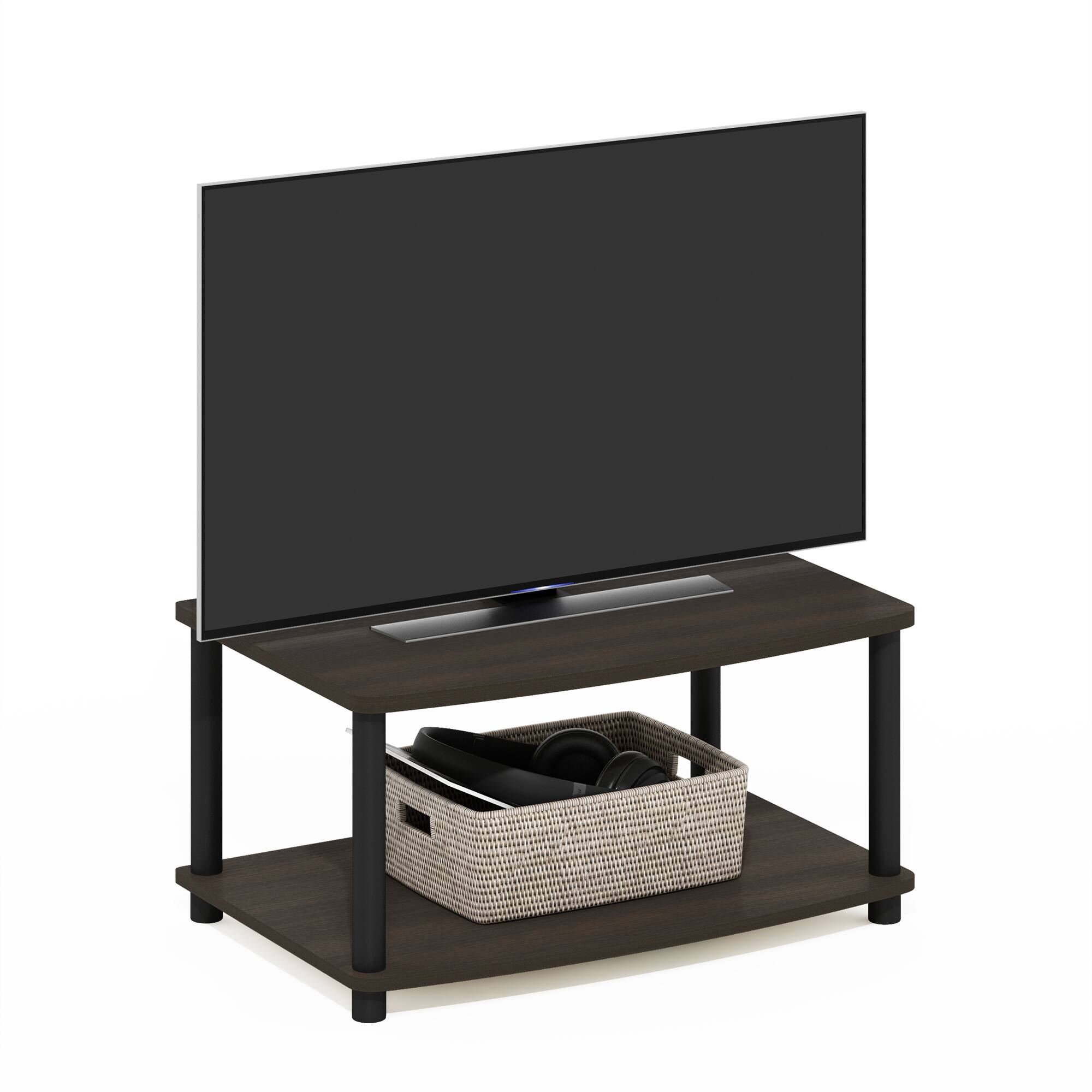 Alt View 3. Furinno - Turn-N-Tube No Tools 2-Tier Elevated TV Stands - Dark Brown/Black.