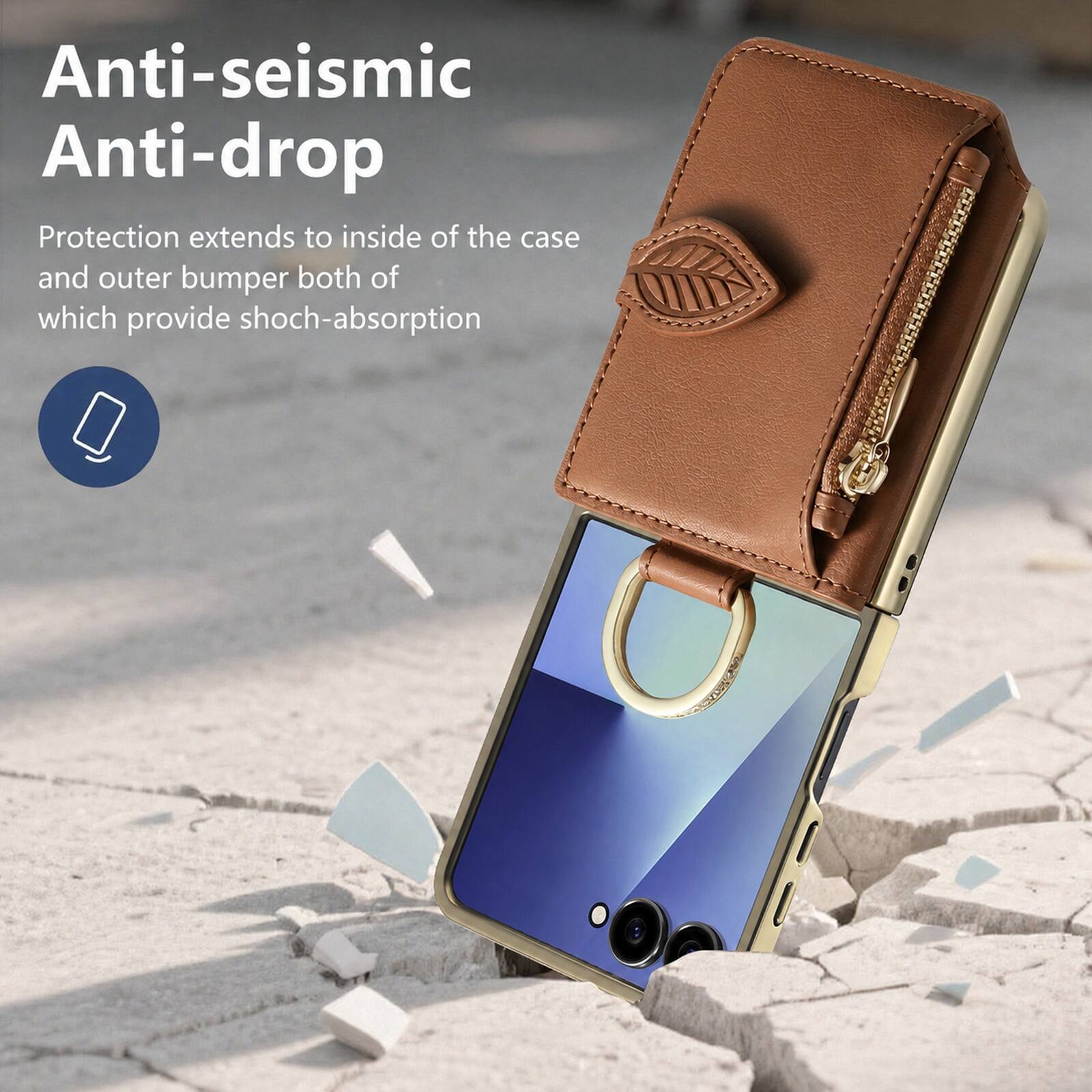 Anti-seismic Anti-drop  
Protection extends to inside of the case and outer bumper both of which provide shock-absorption