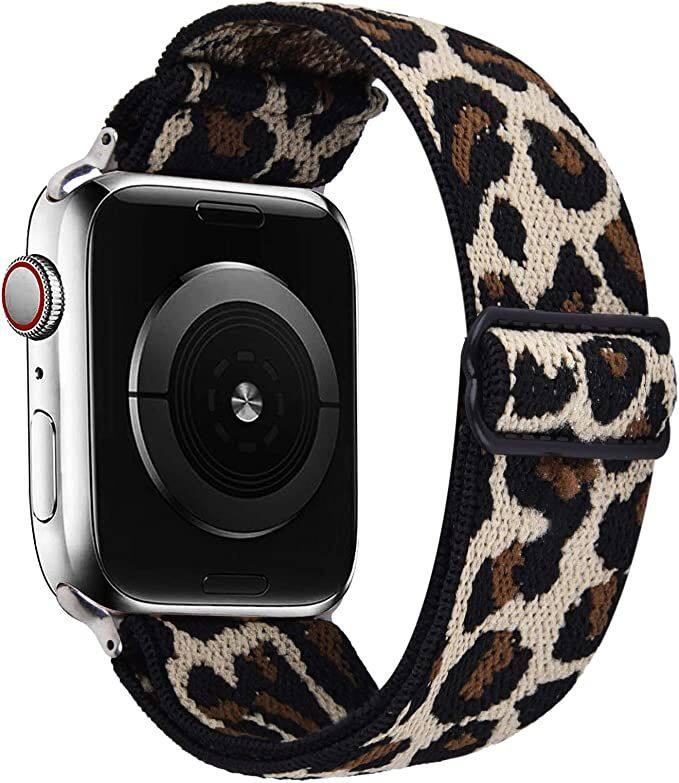 Front. Worryfree Gadgets - Worryfree Gadgets Nylon Stretchy Band for Apple Watch iWatch Band 4 3 2 1 & SE - 42/44/45mm - Leopard Print 2 - Leopard Print 2.
