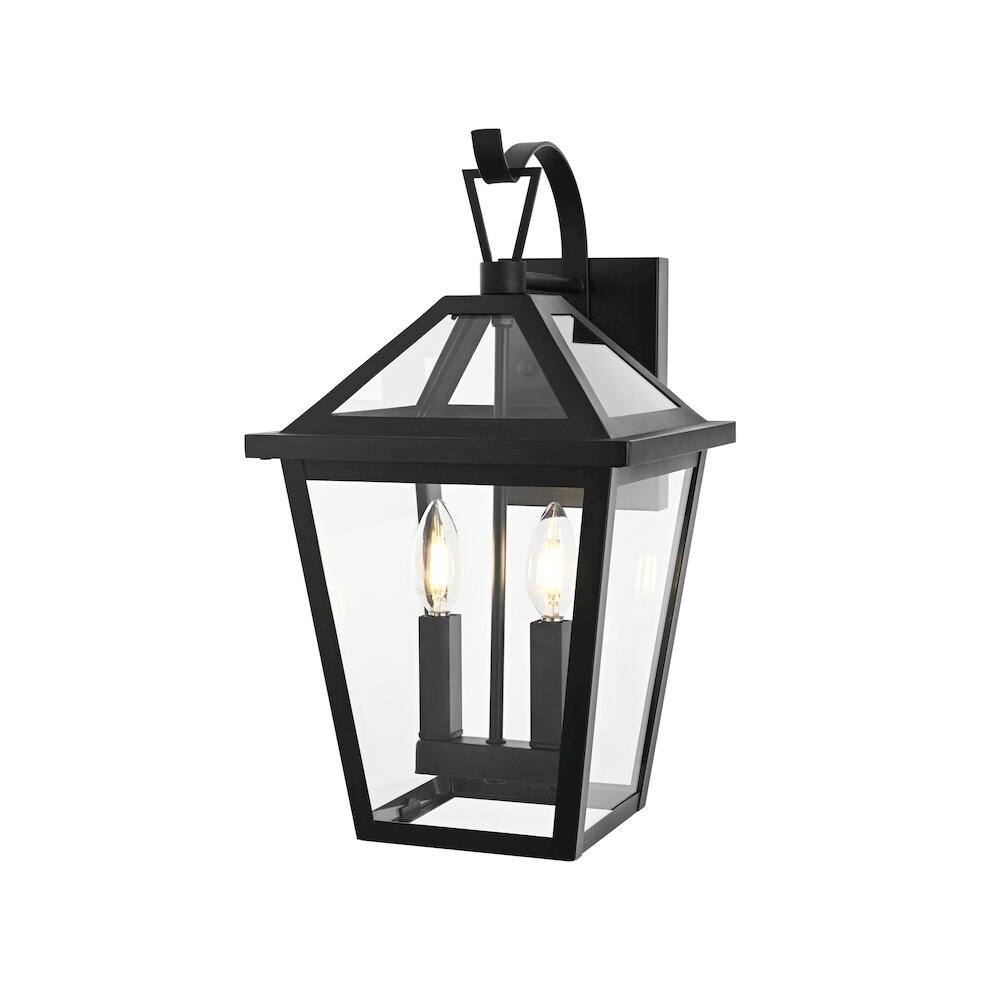 Angle. Elegant Lighting - Frankford 7 inch Outdoor Pendant in Black - Black.