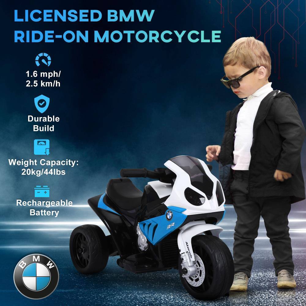 LICENSED BMW RIDE-ON MOTORCYCLE

- 1.6 mph / 2.5 km/h
- Durable Build
- Weight Capacity: 20kg / 44lbs
- Rechargeable Battery