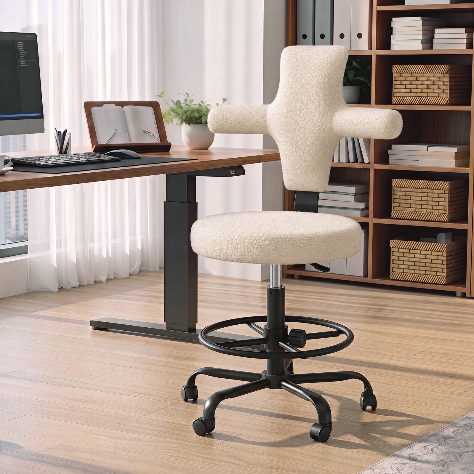 Alt View 1. Pinmoco - PINMOCO Adjustable Drawing Chair with Cross Back Design and Swivel Foot Ring - White.