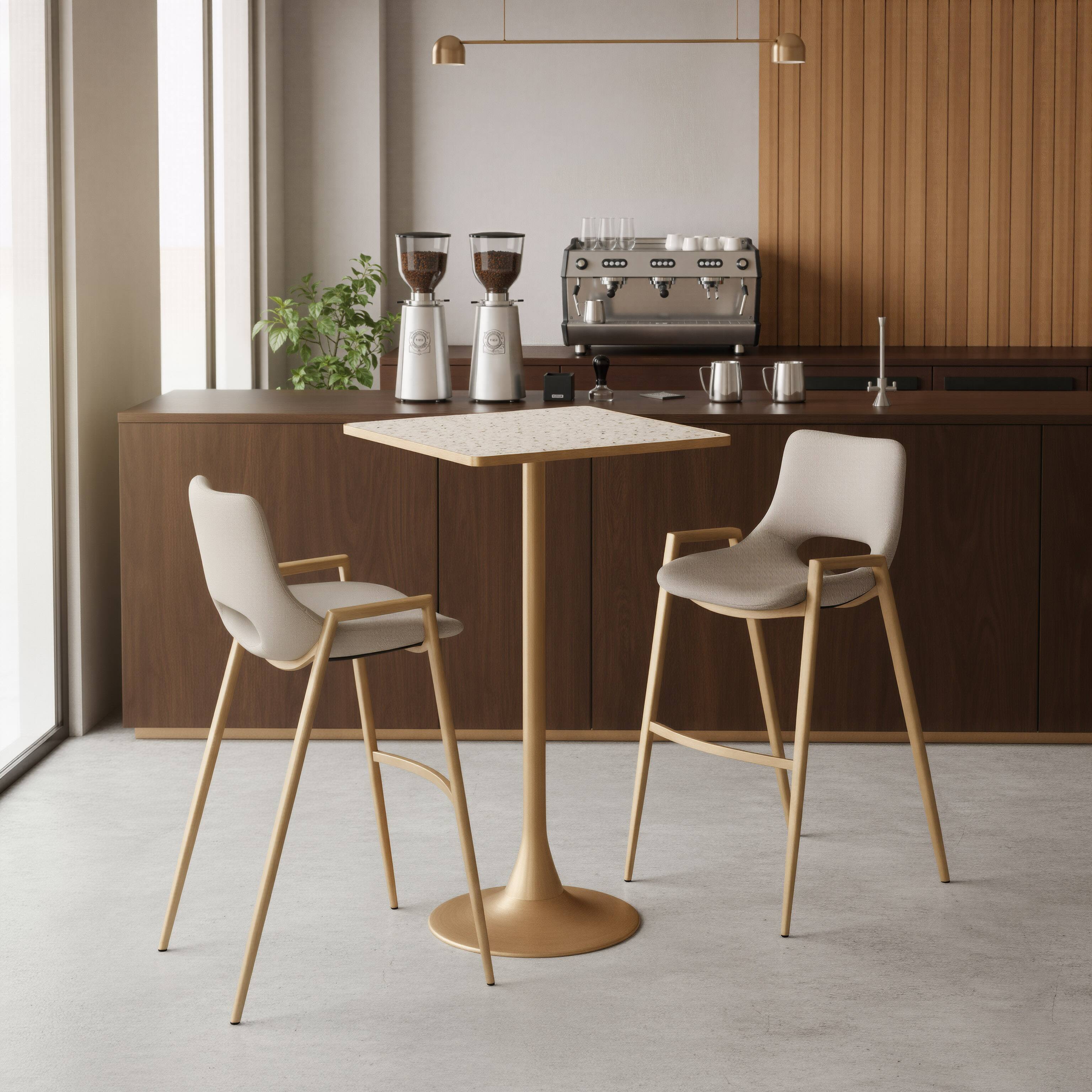 Angle. Hivvago - Spot Bar Table Beige & Gold - Beige & Gold.