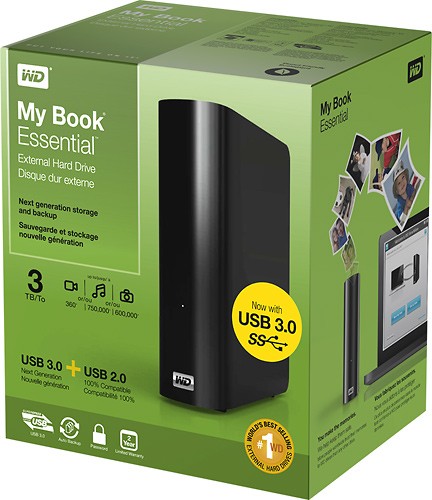 Best Buy WD My Book Essential 3TB External USB 3 0 2 0 Hard Drive 
