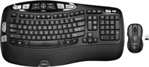 Logitech - MK550 Ergonomic Full-size Wireless Keyboard and Mouse Bundle for PC - Black - Front_Zoom