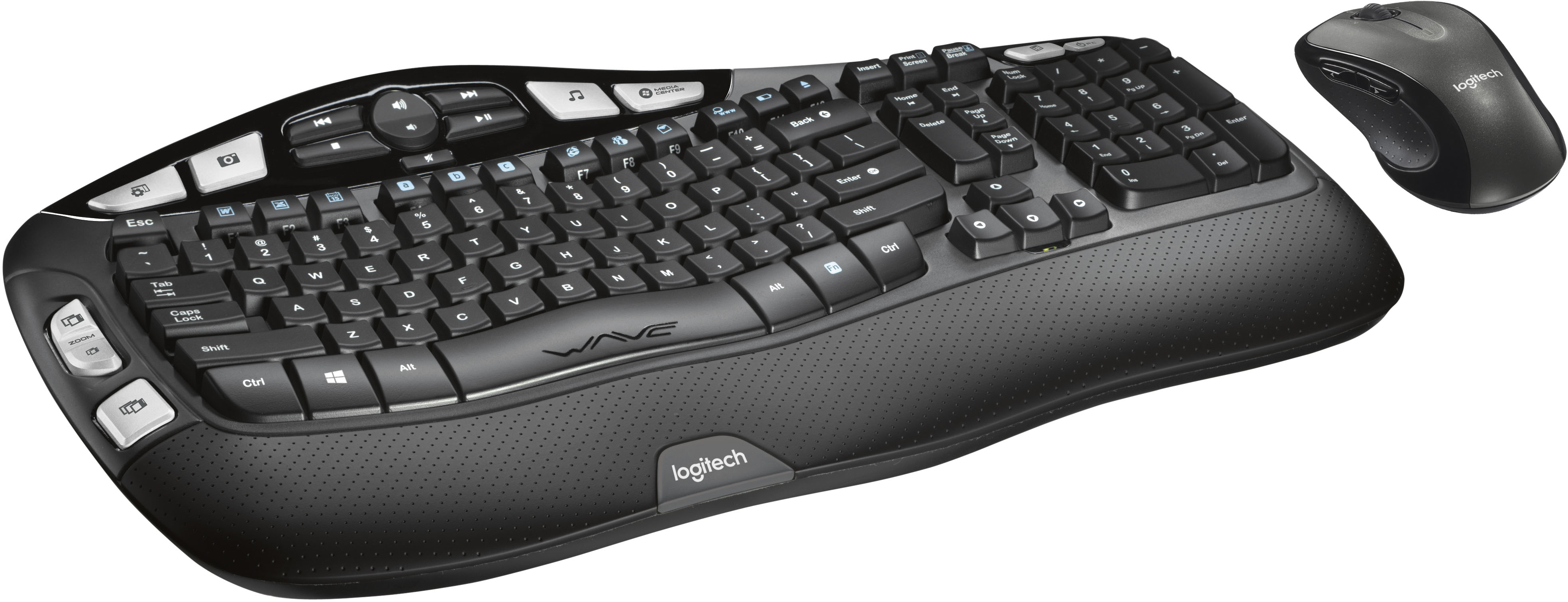 Logitech - MK550 Ergonomic Full-size Wireless Alkaline Wave Keyboard and  Mouse Bundle - Black
