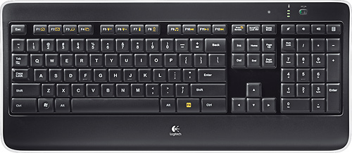 Logitech - K800 Full-size Wireless Illuminated Keyboard - Black