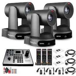 3 x PTZOptics Move 4K PTZ Camera with 30x Zoom (Gray) (PT30X-4K-GY-G3) + PT-JOY-G4 Controller