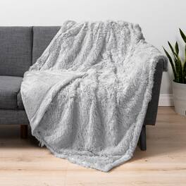 Alchemy Casas - Fluffy Throw Blanket Bed Fuzzy For Women Men Furry Plush Warm Sofa Super Soft Thick Faux Sherpa Tie dye - Light Grey 60 x 80 Inches - Twin