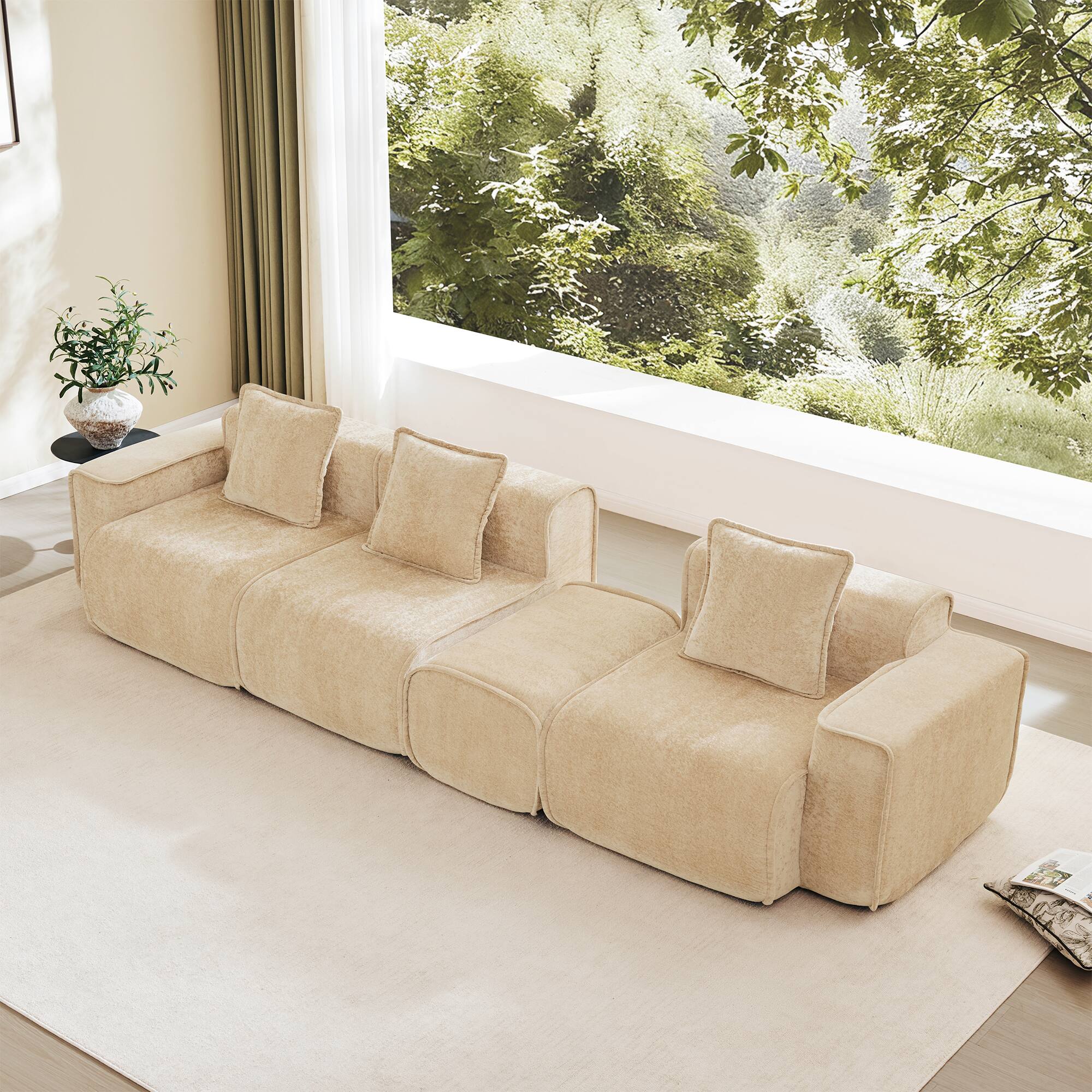 Roomtec Streamlined Design Modular 3 Seat L Shape Sectional Boneless ...