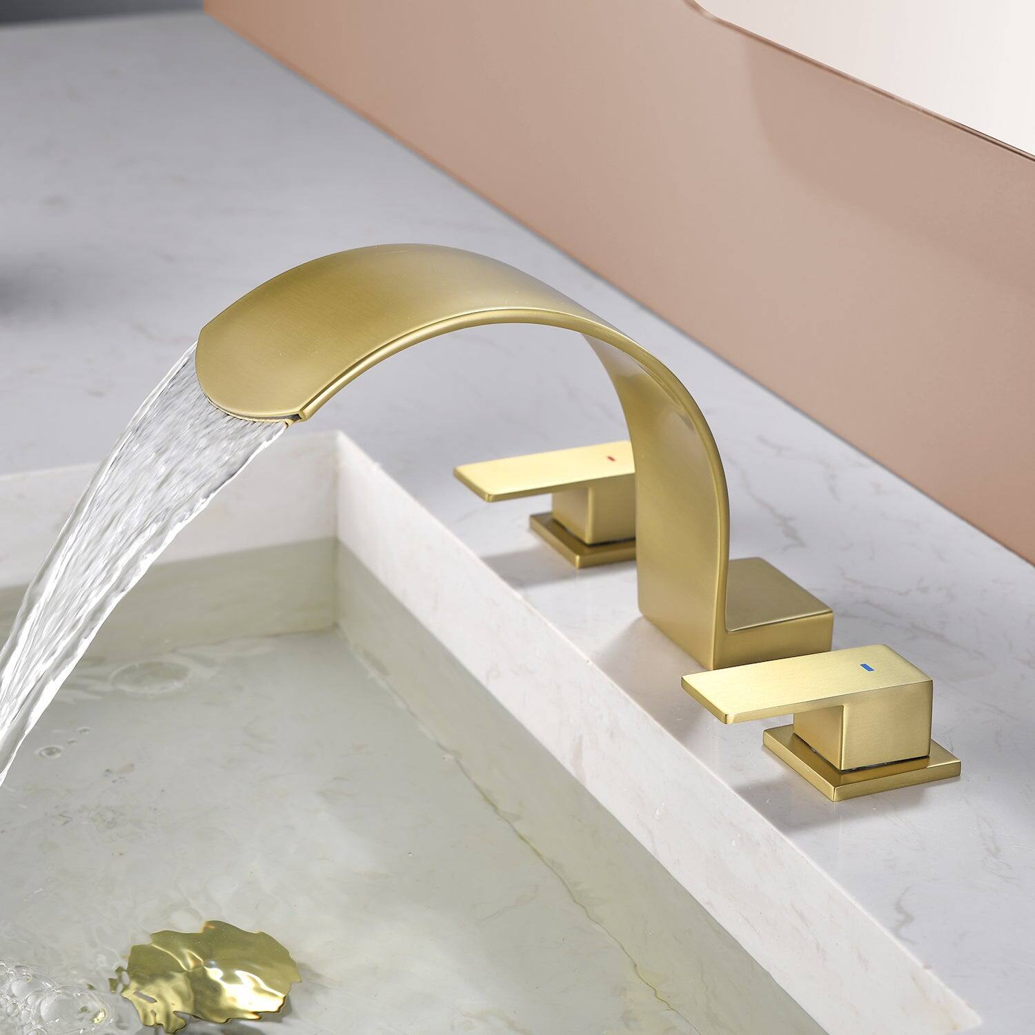 Alt View 2. Boyel Living - Brushed Gold Faucet SUS304 Waterfall Spout cUPC Quick Connect Dual Handle - Brushed Gold.
