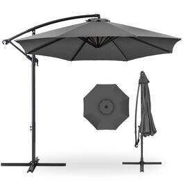Best Choice Products - 10ft Offset Hanging Outdoor Market Patio Umbrella w/ Easy Tilt Adjustment - Gray