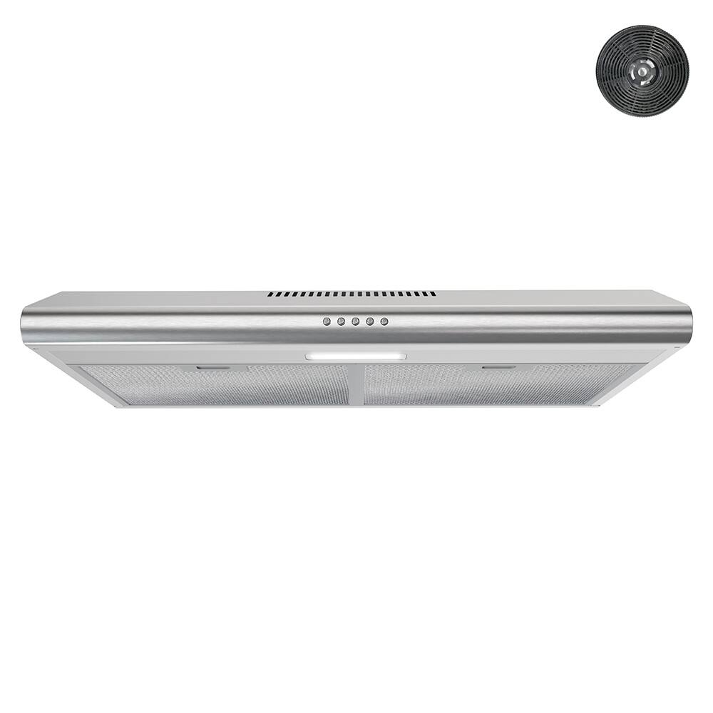 Front. Streamline - 30 in. Giovanni Convertible Undermount 80 CFM Range Hood, Mesh Filters, Push Button Control, LED Light - Brushed Stainless Steel.