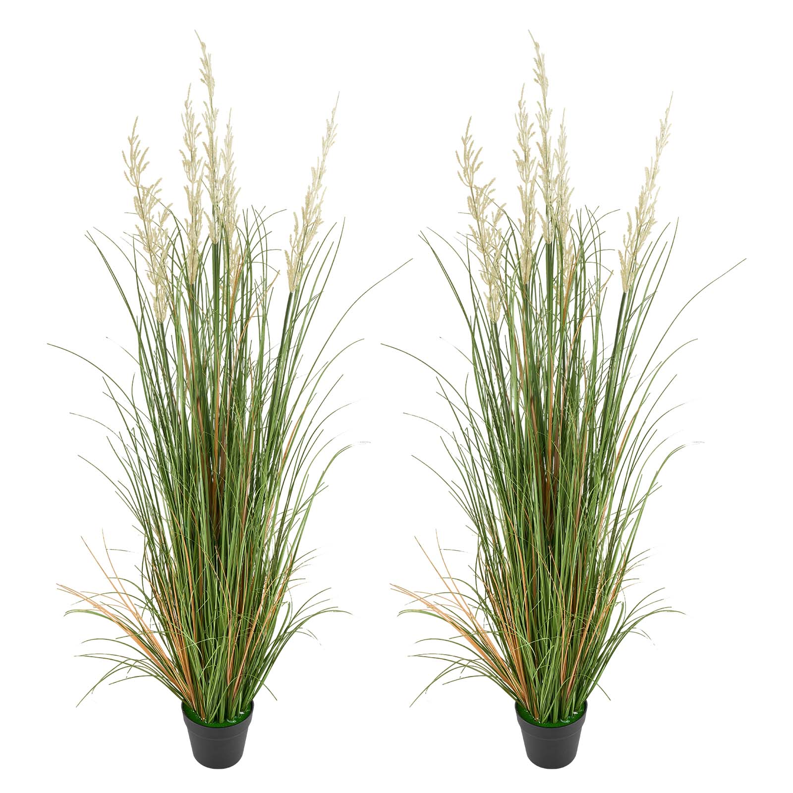 Alt View 5. VEVOR - Artificial Grass Plant, 2 Pack 59 inch Faux Reed Flower Grass in Pot, Premium PVC Fake Greenery Shrubs Plant - Green.