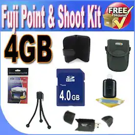 Fujifilm - Fuji Point & Shoot Accessory Saver Bundle! (4GB SDHC Memory + USB Card Reader + Memory Card Wallet + Deluxe Camera Case