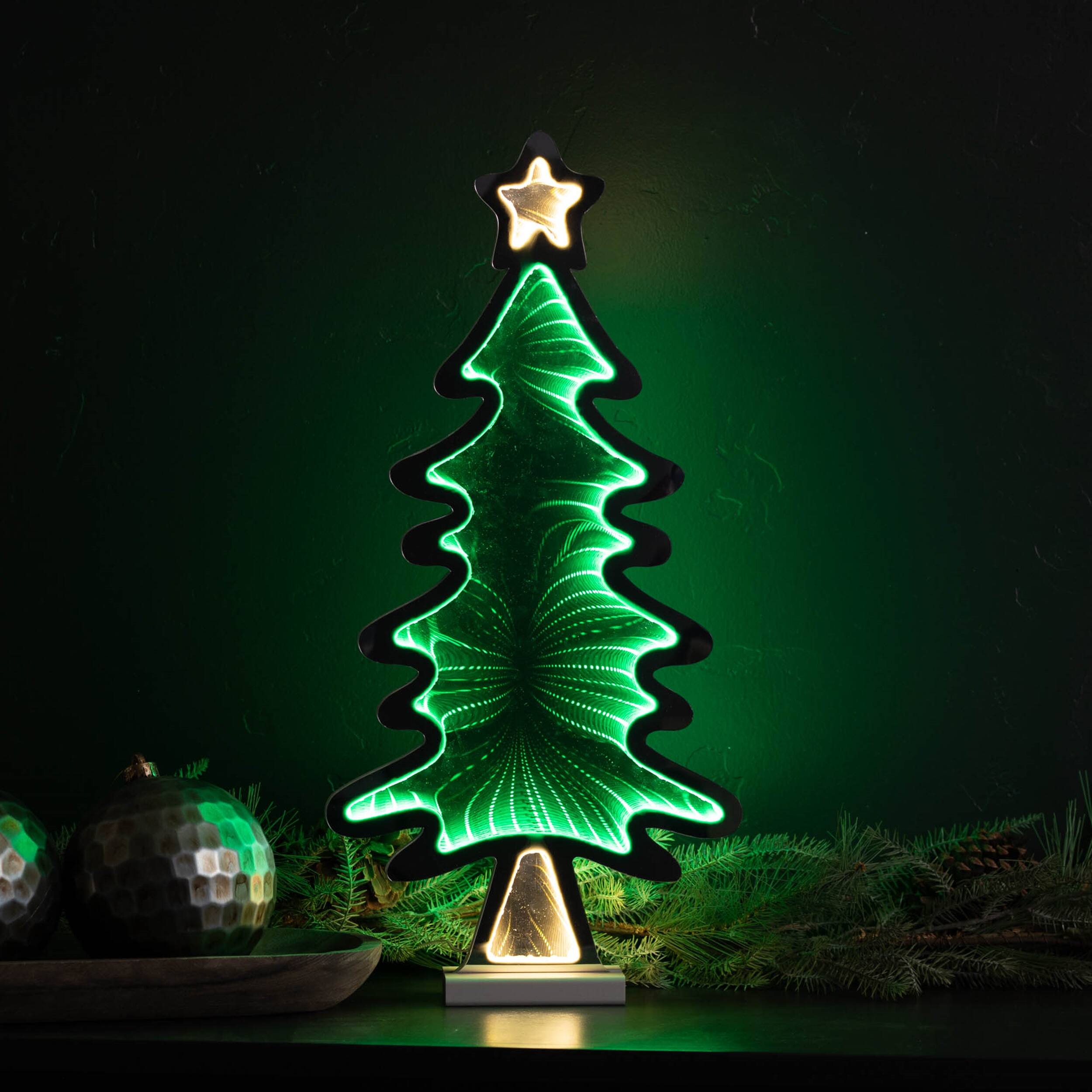 Angle. BreeBe - Christmas Tree Ekko Light Display 25"H - Green, White.