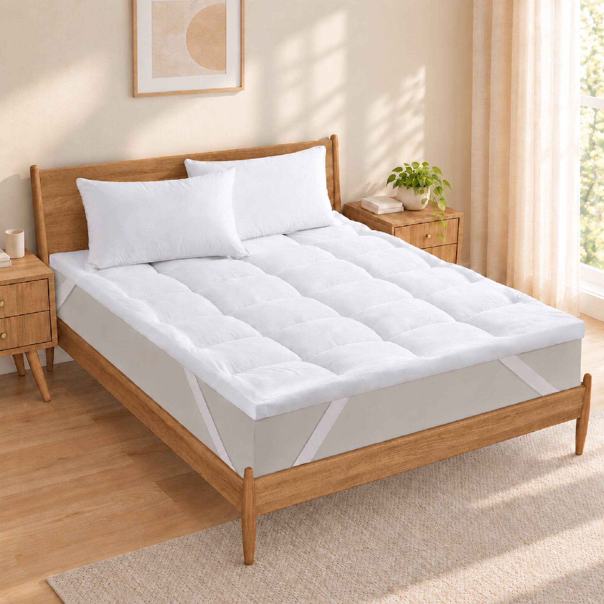 Front. Peace Nest - Peace Nest Plush 3" Down Alternative Mattress Topper, California King - White.