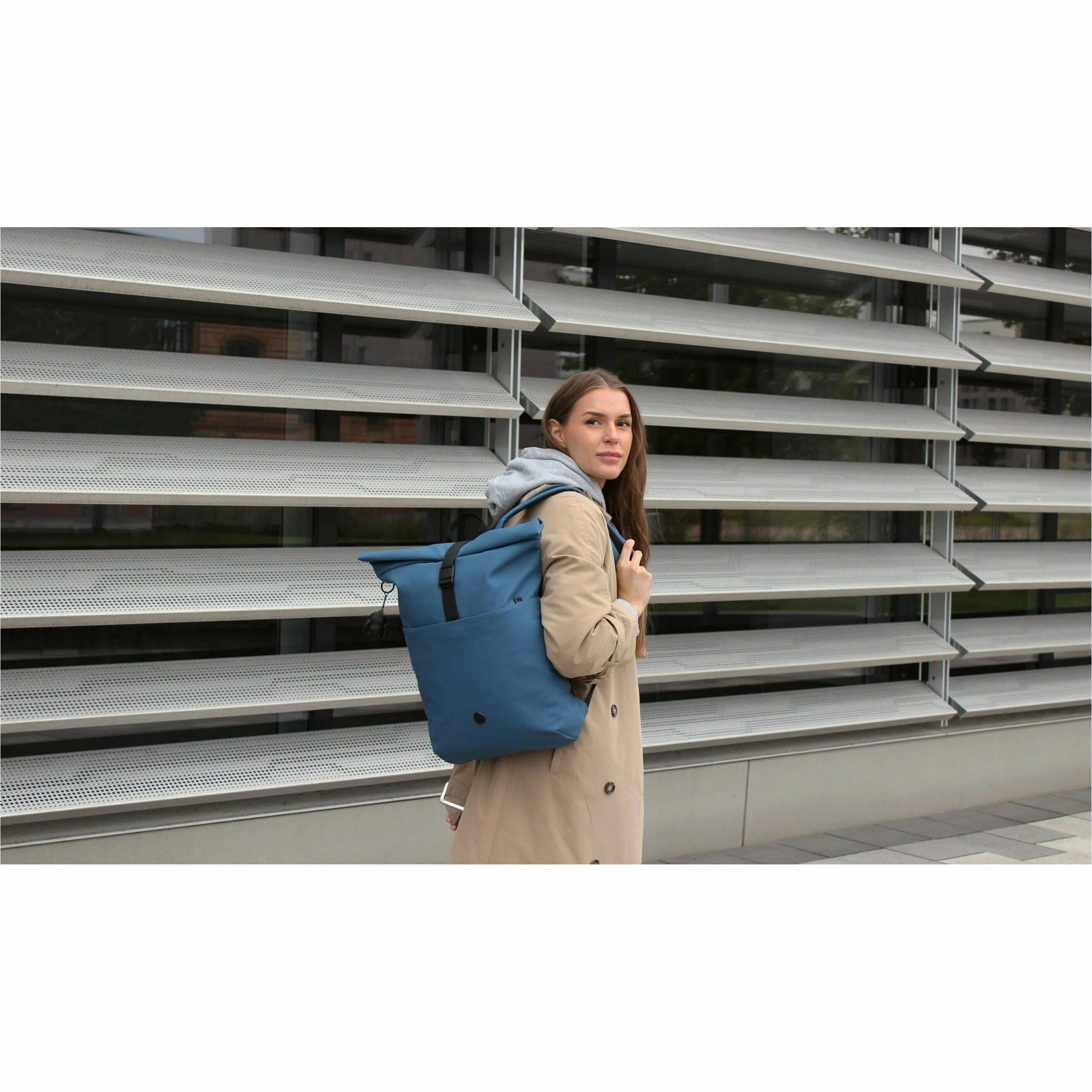 Alt View 40. Swissdigital Design - LAMONE Rolltop TSA-Friendly Water-Resistant Backpack With USB Charging Port  RFID Protection and Fits Up to 16″ Laptop - Dark Blue.