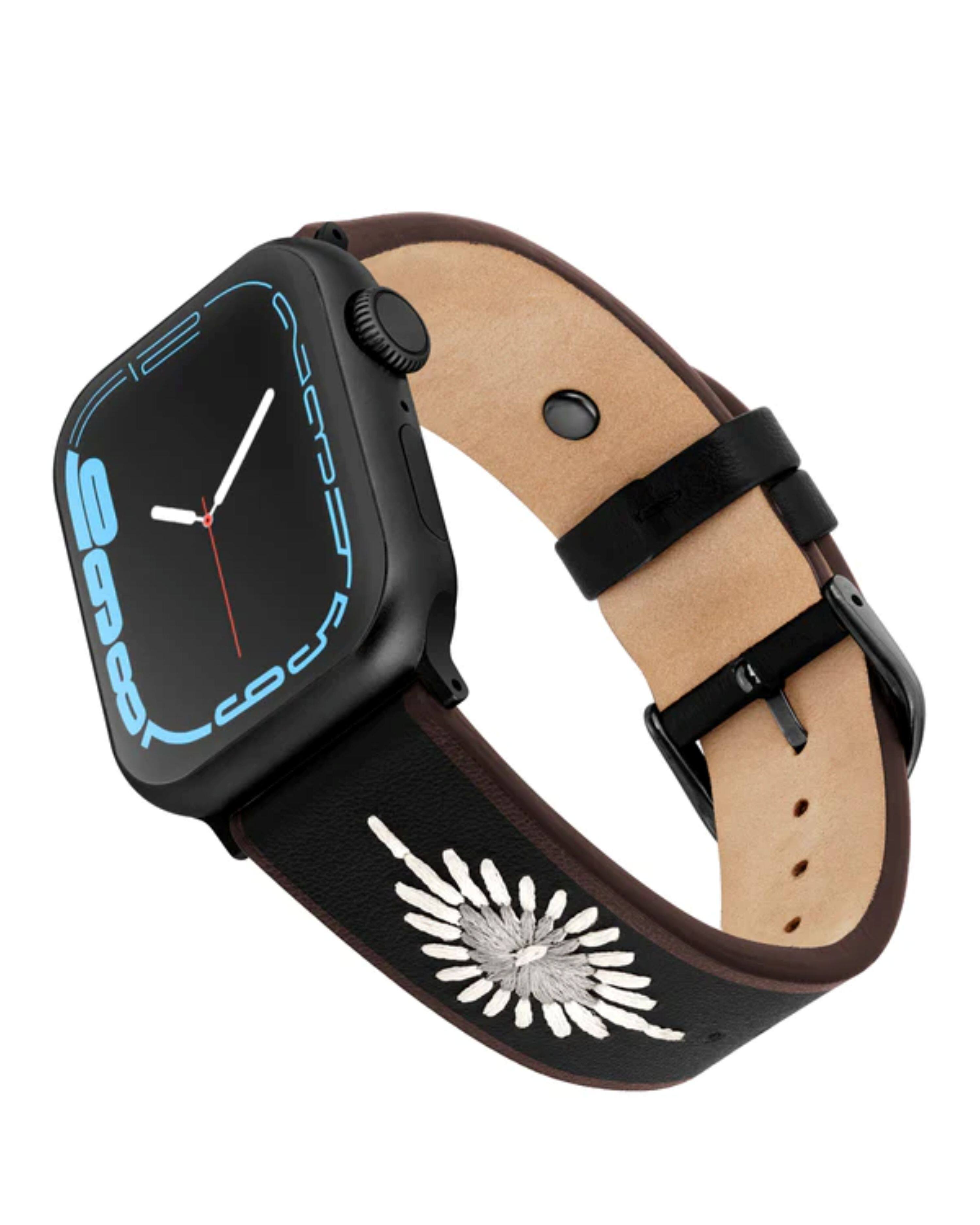 Front. Wrangler - Genuine Leather Strap with WCS Lug and Buckle – Compatible with 38/40/41mm and 40/44mm Apple Watch - Brown.