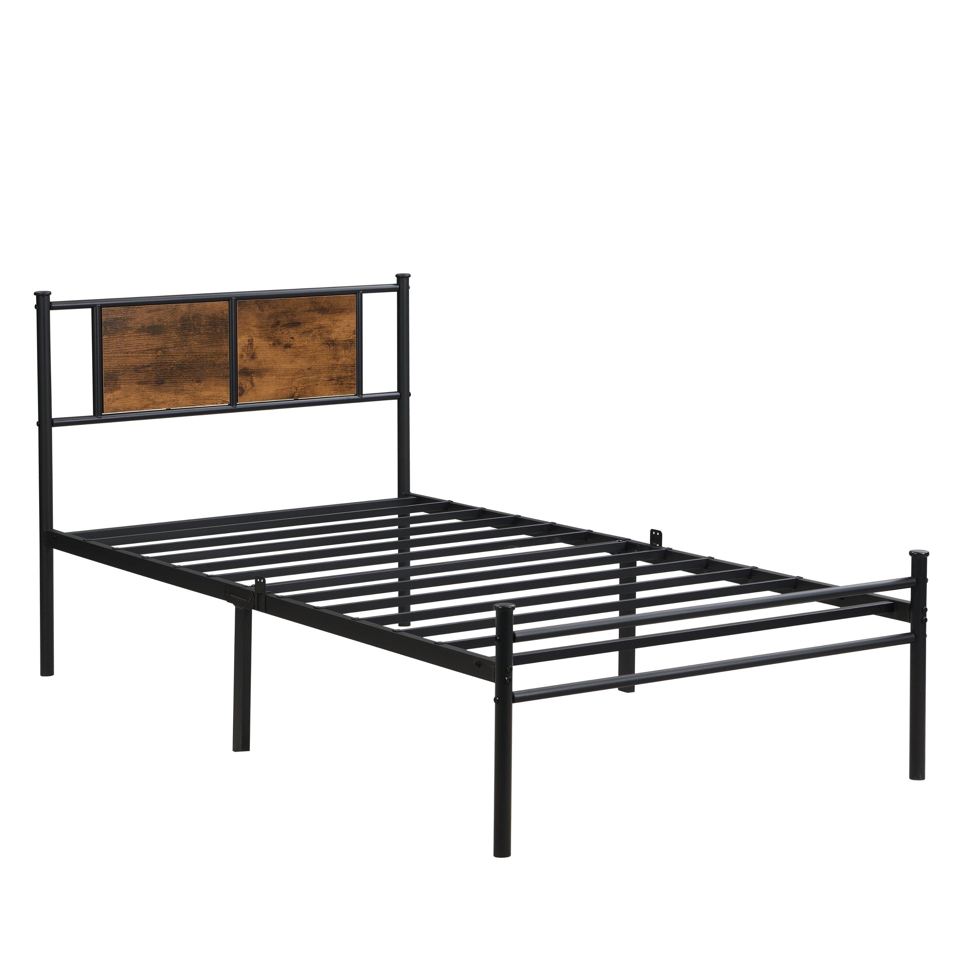 Alt View 1. LUCKY ONE - Twin Size Bed Frame with Headboard - Black+Brown.