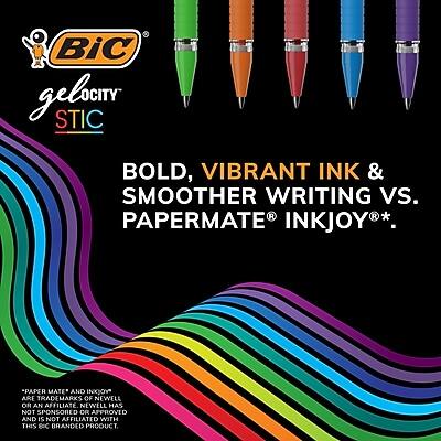 BiC Gelocity STIC  
Bold, Vibrant Ink & Smoother Writing vs. Paper Mate InkJoy*  
*Paper Mate and InkJoy are trademarks of Newell or an affiliate. Newell has not sponsored or approved and is not affiliated with this Bic branded product.