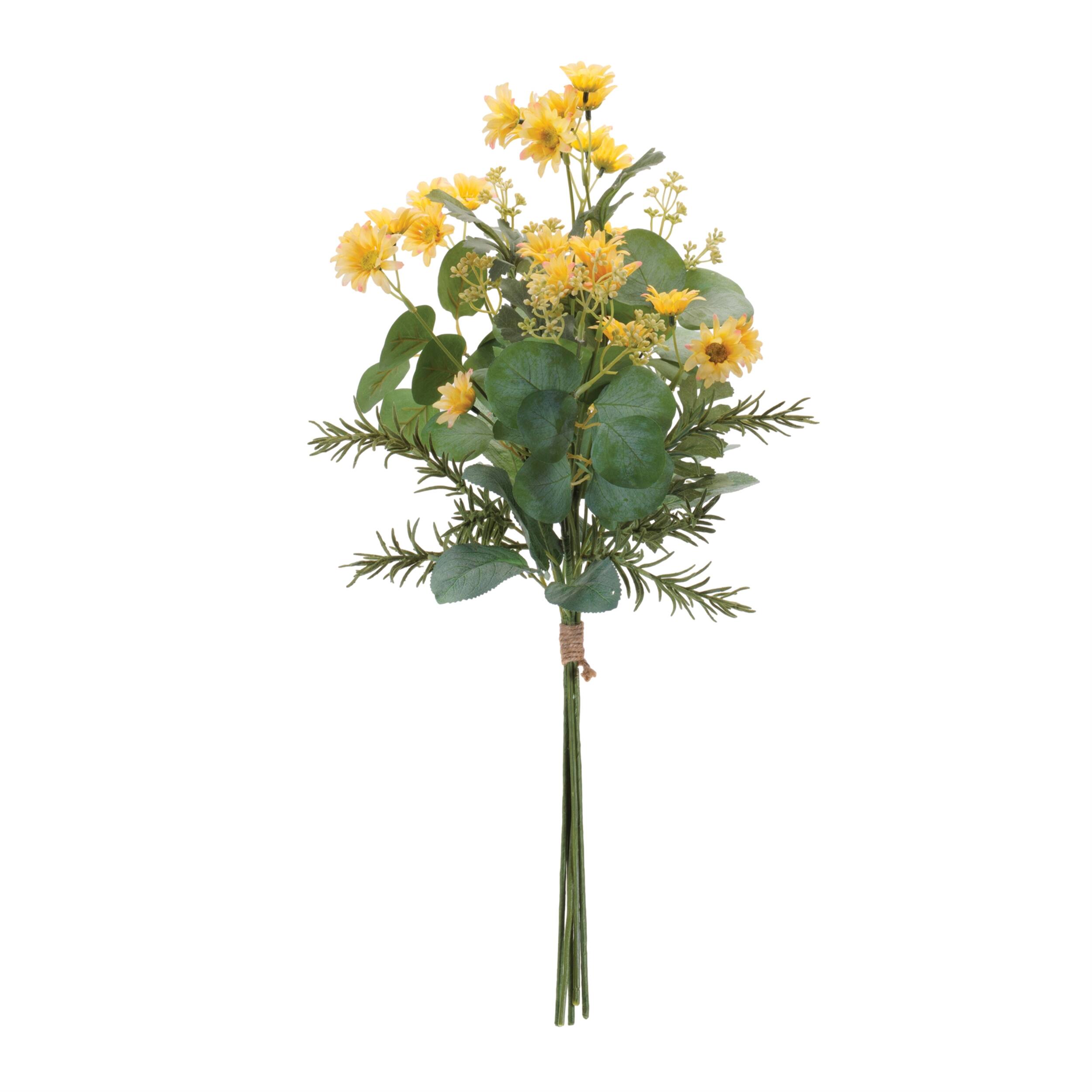Angle. BreeBe - Mini Daisy Floral Bundle (Set of 2) - Yellow, Green.