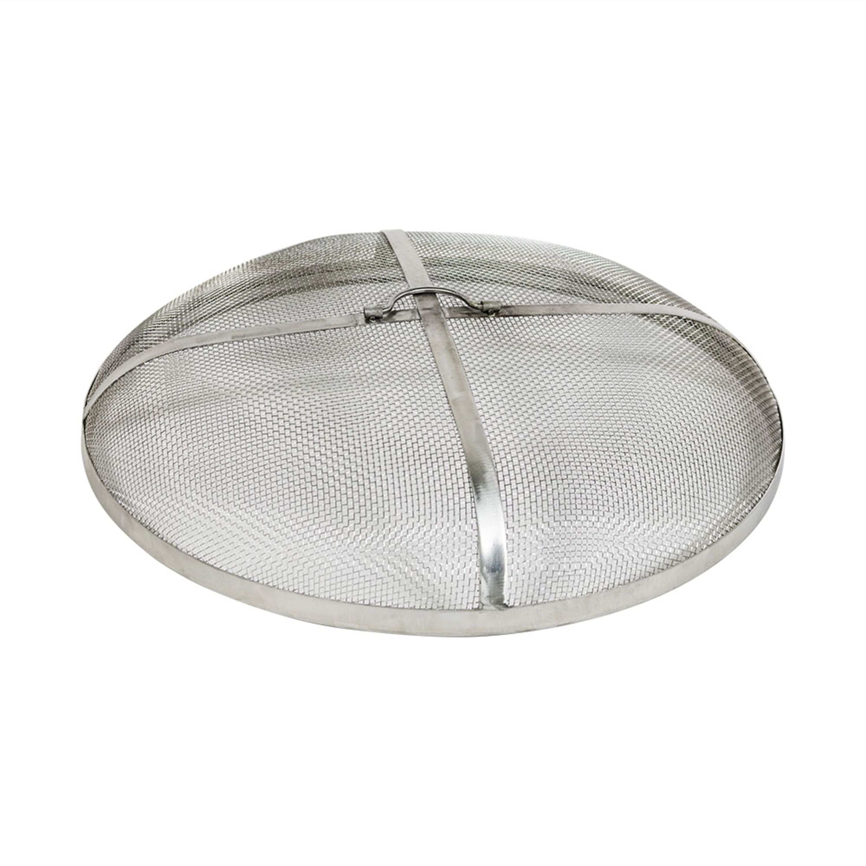 Sunnydaze - 24 in Round Stainless Steel Fire Pit Spark Screen - Silver