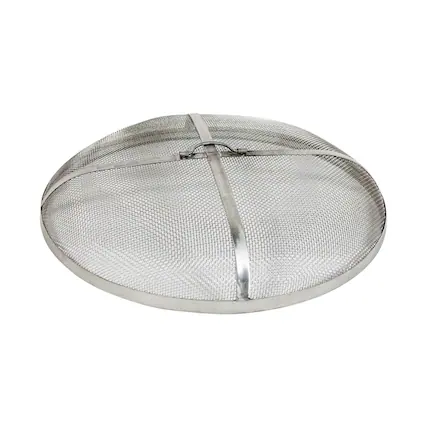Front. Sunnydaze - 30 in Round Stainless Steel Fire Pit Spark Screen - Silver.