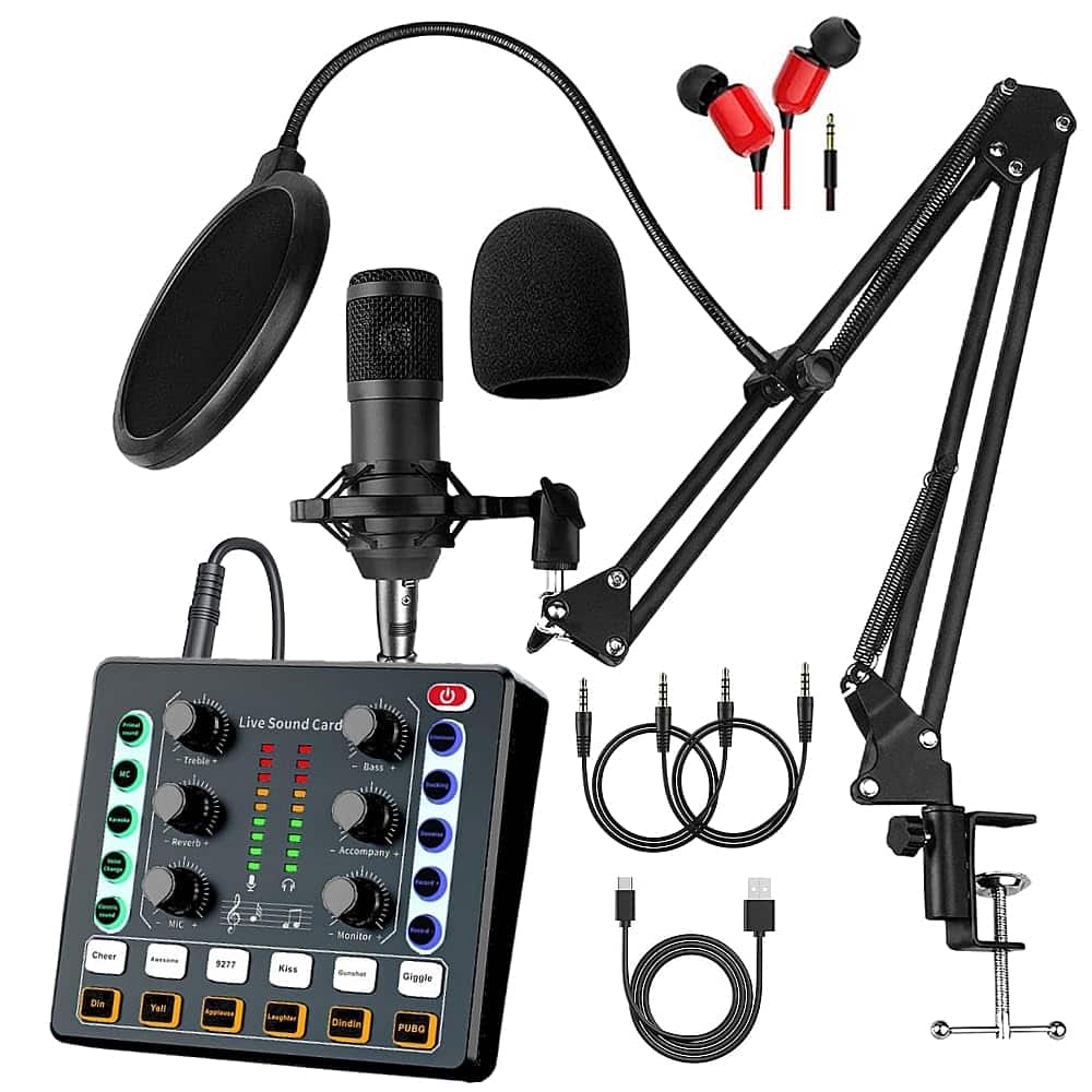 Cedar Assembly - Podcast Equipment Bundle Bm 800 Recording Studio Package With Voice Changer Live Sound Card Audio Interface Fo - M8-V8GEN