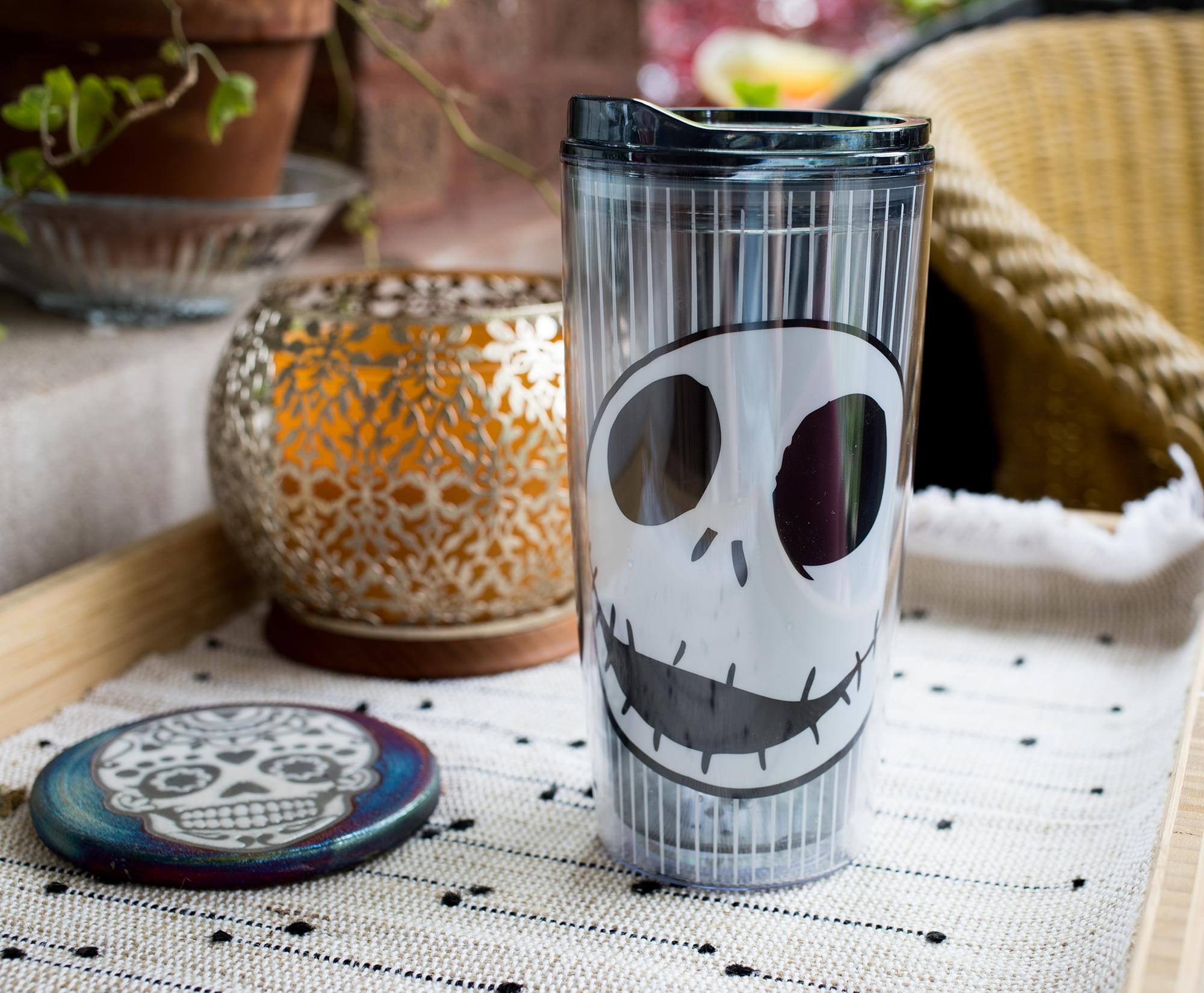 Alt View 3. Disney - Disney Nightmare Before Christmas Jack Skull Plastic Travel Tumbler | 20 Ounces - Black.