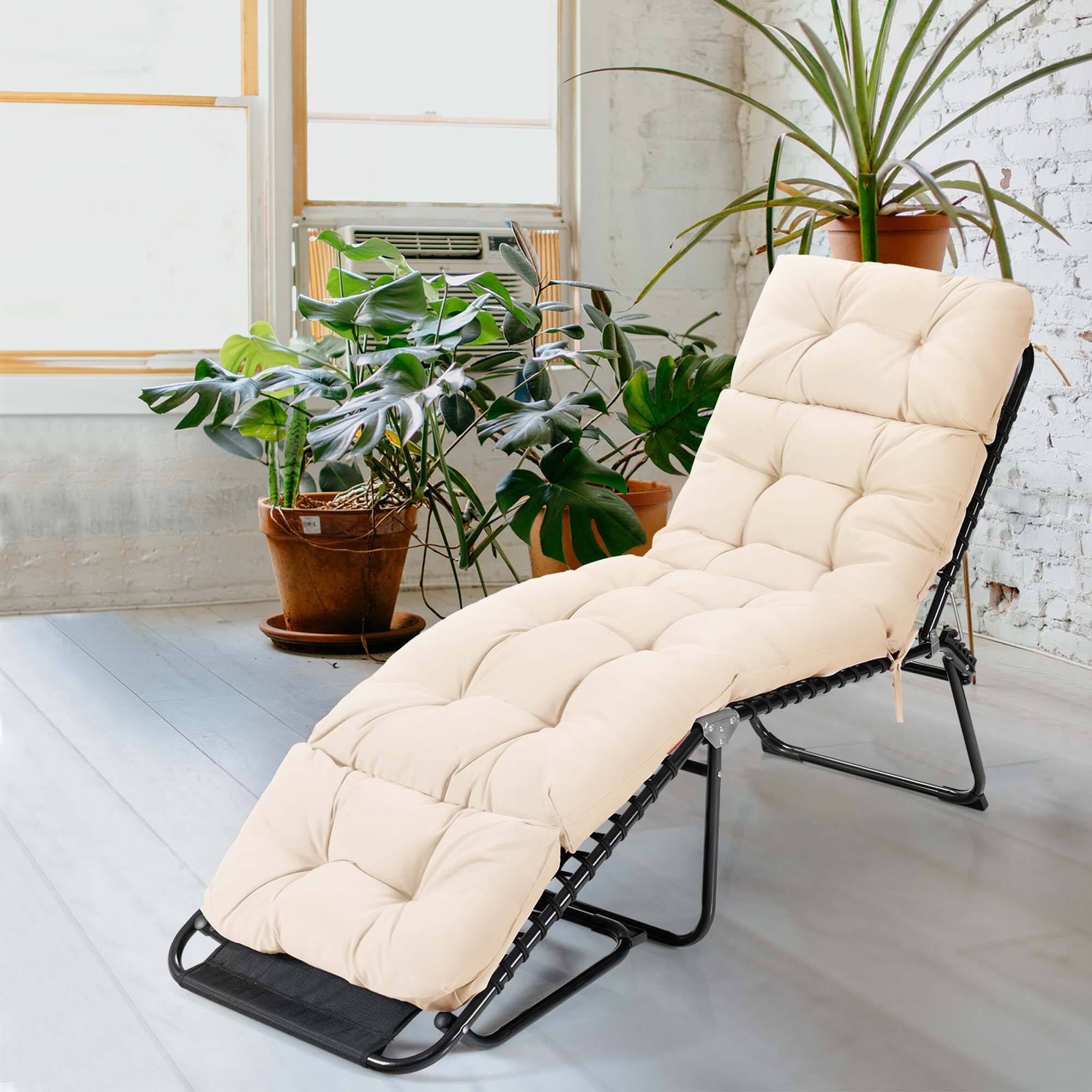 Alt View 1. Costway - Costway 2PCS 73" Lounge Chaise Cushion Padded Recliner Cushion Indoor Outdoor - Beige.