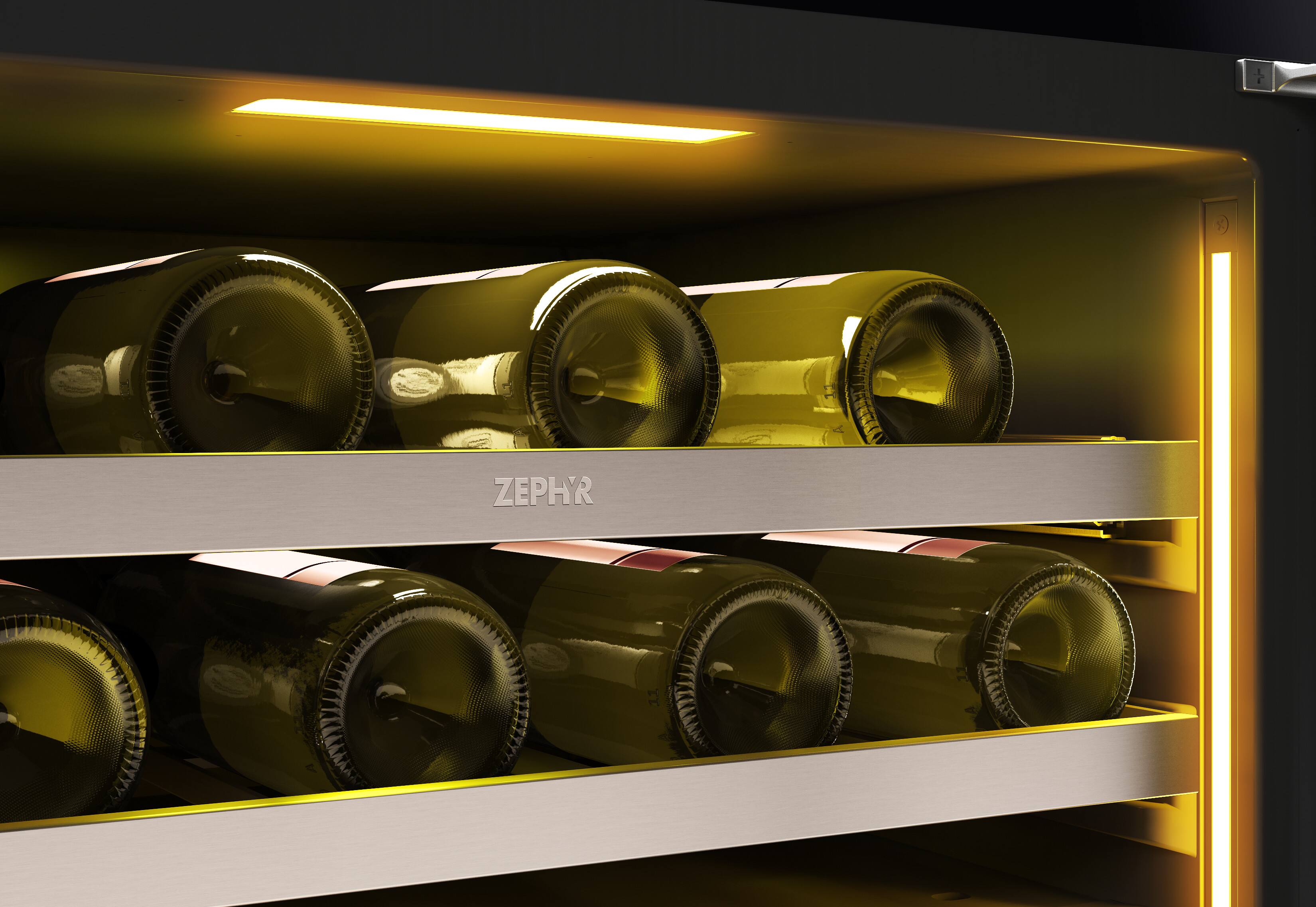 Alt View 21. Zephyr - Presrv Pro 24 in. 45-Bottle Dual Zone Wine Cooler - Stainless Steel + Glass.