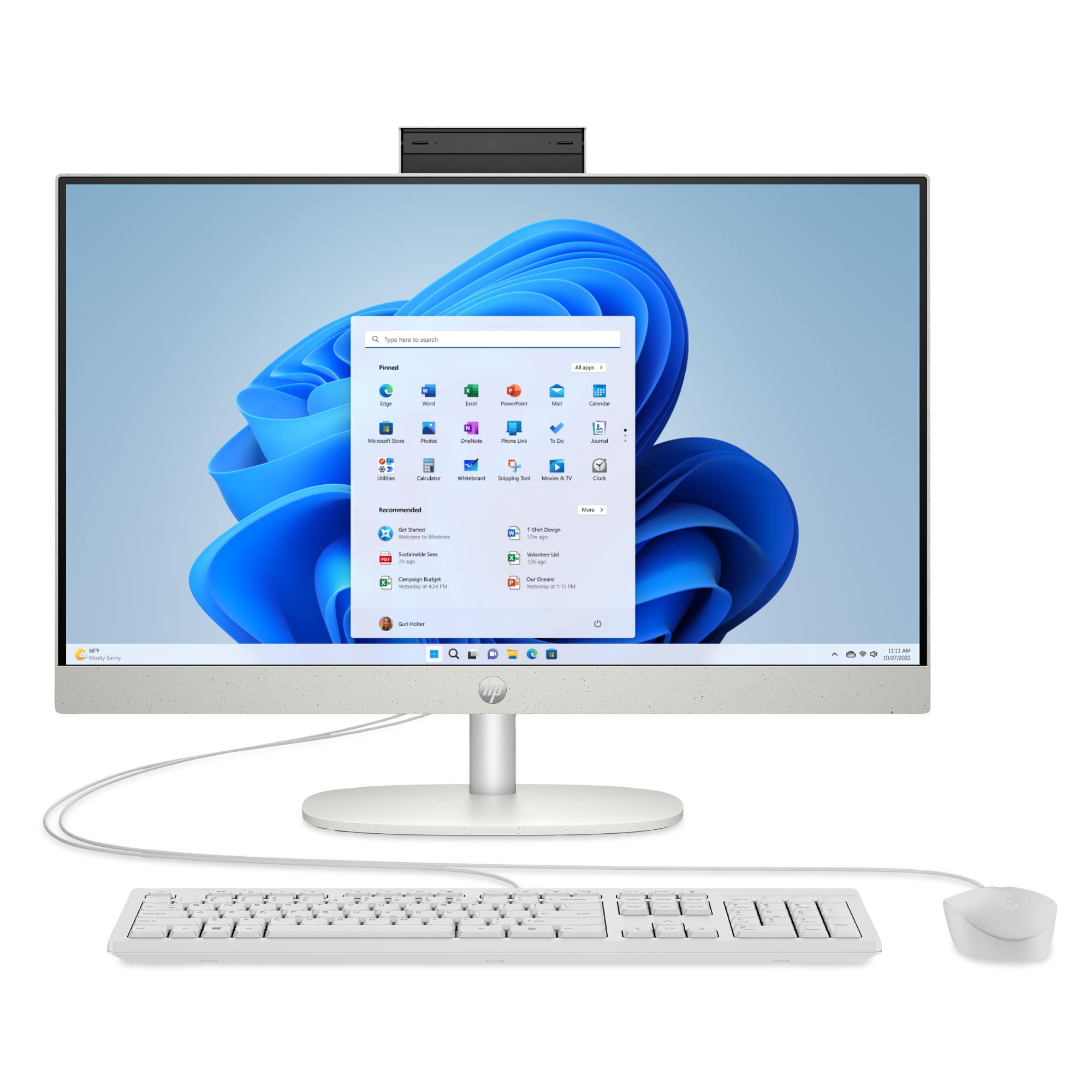 Alt View 3. HP - 23.8" Full HD Touch-Screen All-in-One - Intel Core i3 - 8GB Memory - 512GB SSD - Shell White.